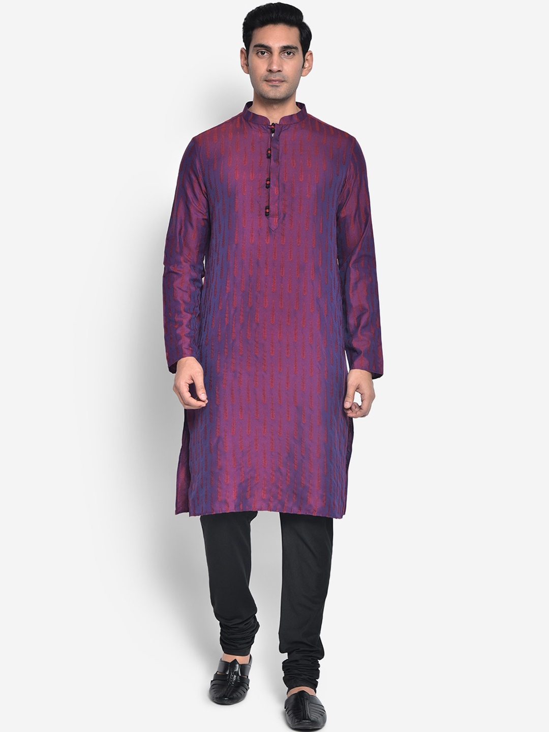 

KISAH Men Purple Ethnic Motifs Thread Work Kurta