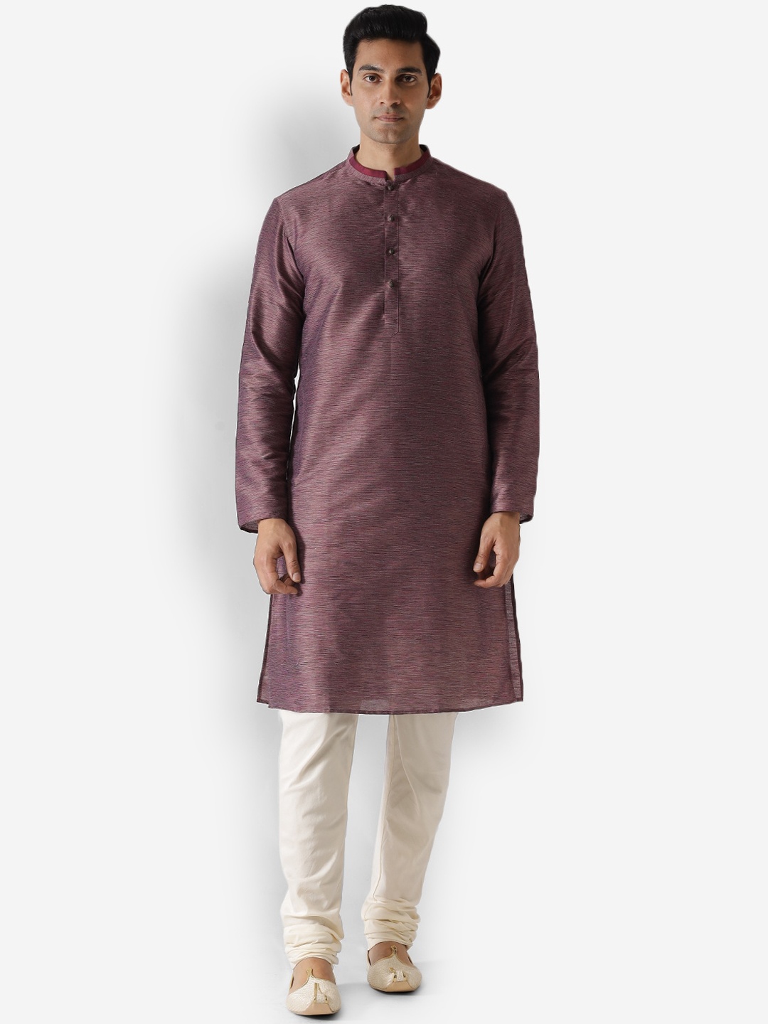 

KISAH Men Maroon Striped Kurta