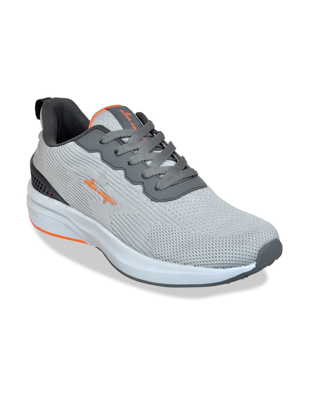 

Allen Cooper Men Grey & Orange Mesh Flyknit Running Non-Marking Shoes