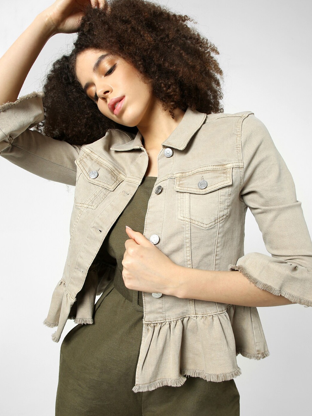 

ONLY Women Grey Longline Denim Jacket