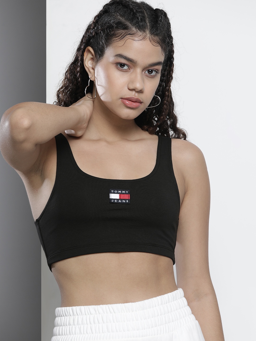 

Tommy Hilfiger Women Black & Navy Blue Printed T-shirt