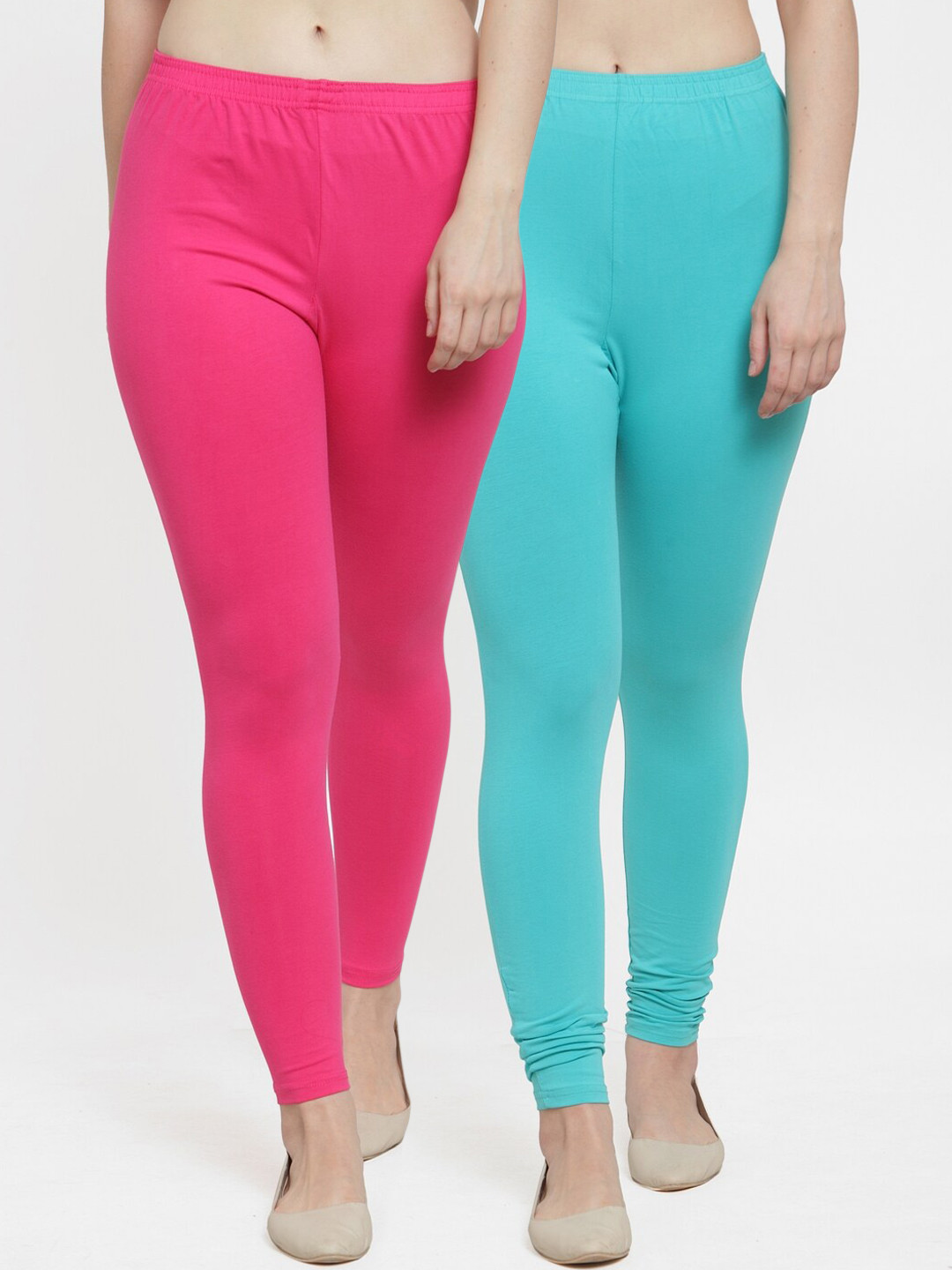 

Jinfo Women Pack Of 2 Solid Leggings, Pink