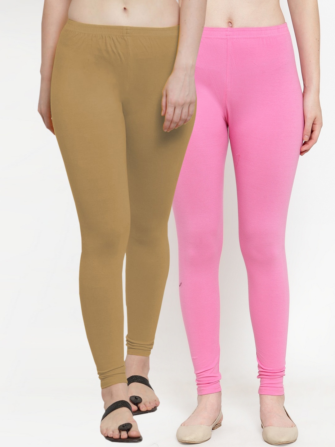 

Jinfo Women Pink & Beige Pack Of 2 Solid Ankle-Length Leggings