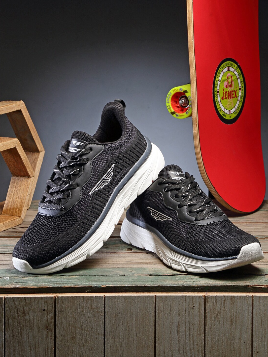 

Red Tape Men Black Textile Walking Shoes
