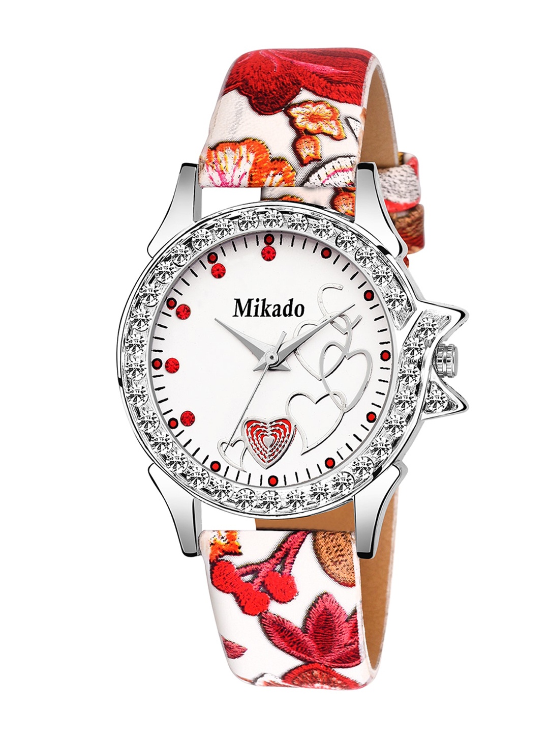 

Mikado Women White Brass Printed Dial & Red Leather Straps Analogue Watch FM 7785
