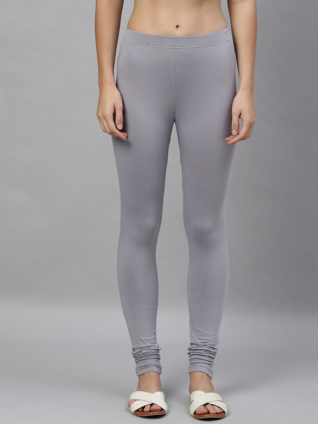 

Kryptic Women Grey Solid Churidar-Length Leggings