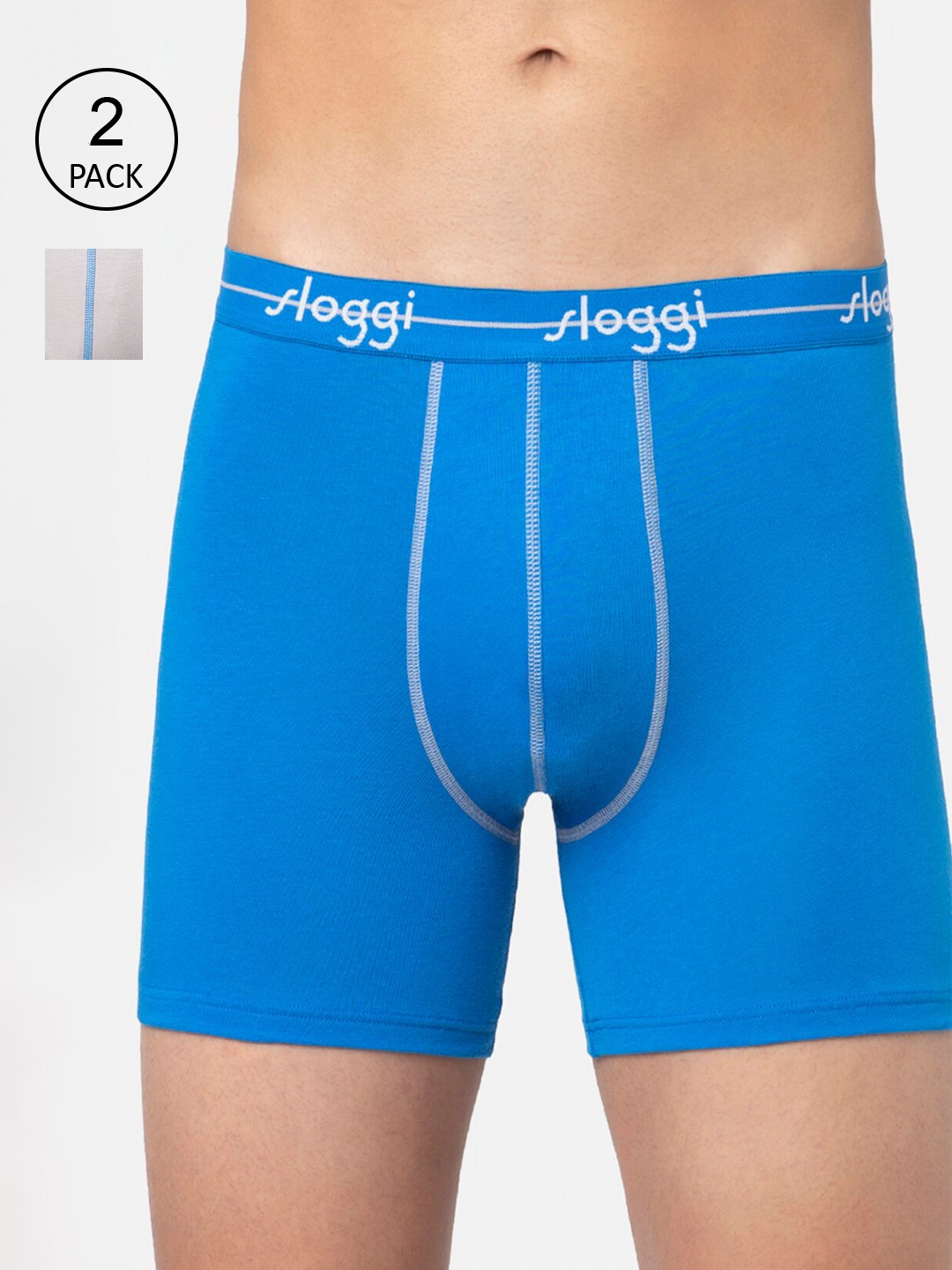 

Sloggi Men Pack Of 2 Blue & Grey Trunks 10055546 9I