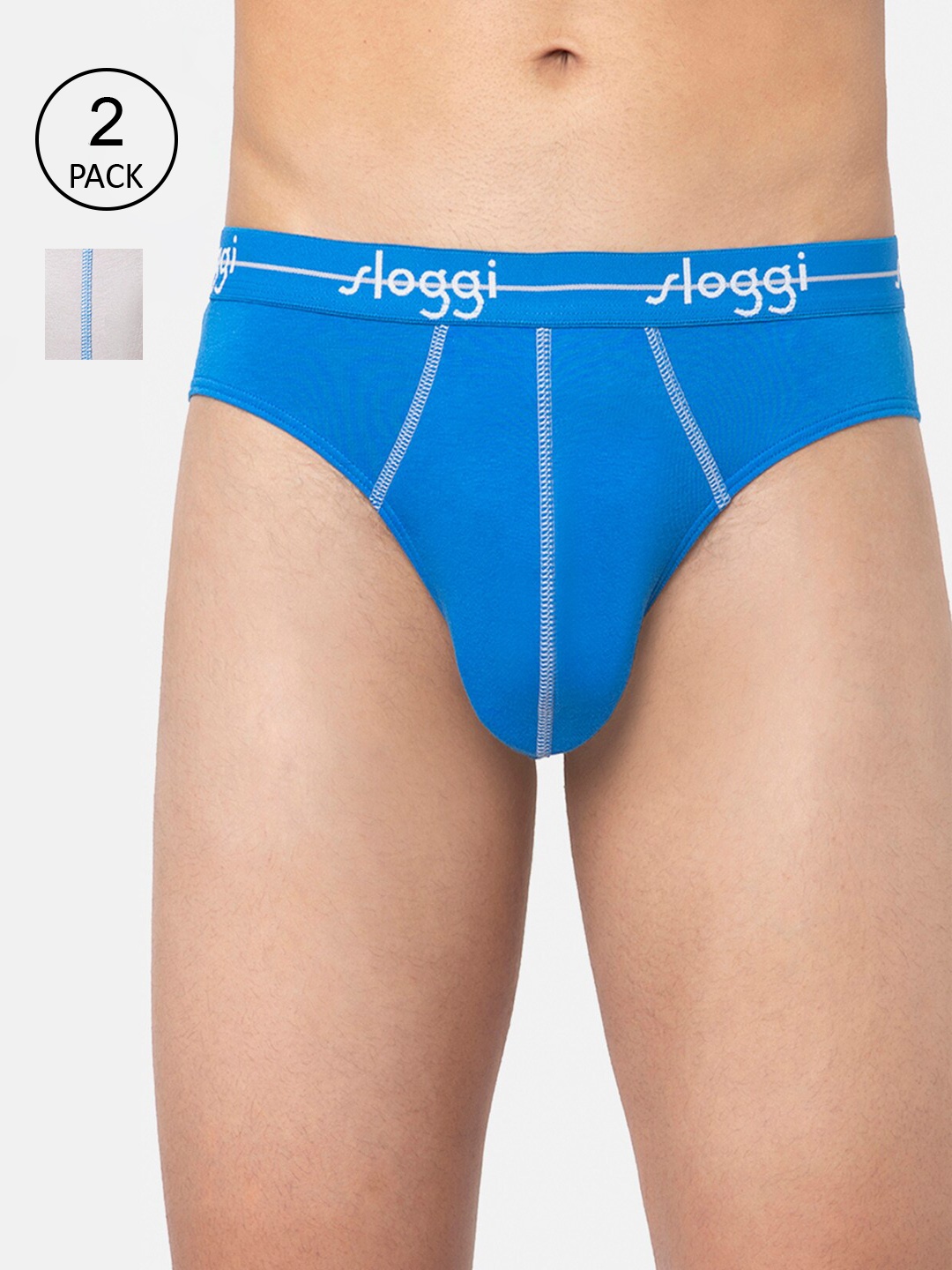 

Sloggi Men Pack Of 2 Cotton Anti-Odour Basic Briefs 10179867 9I, Blue