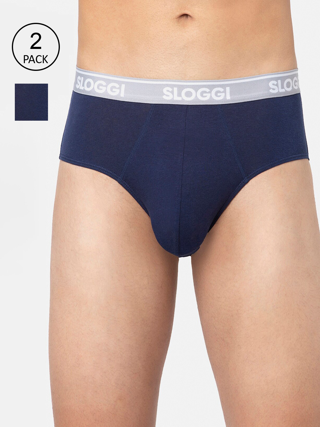 

Sloggi Pack of 2 Men Solid Anti-Odour Briefs, Blue