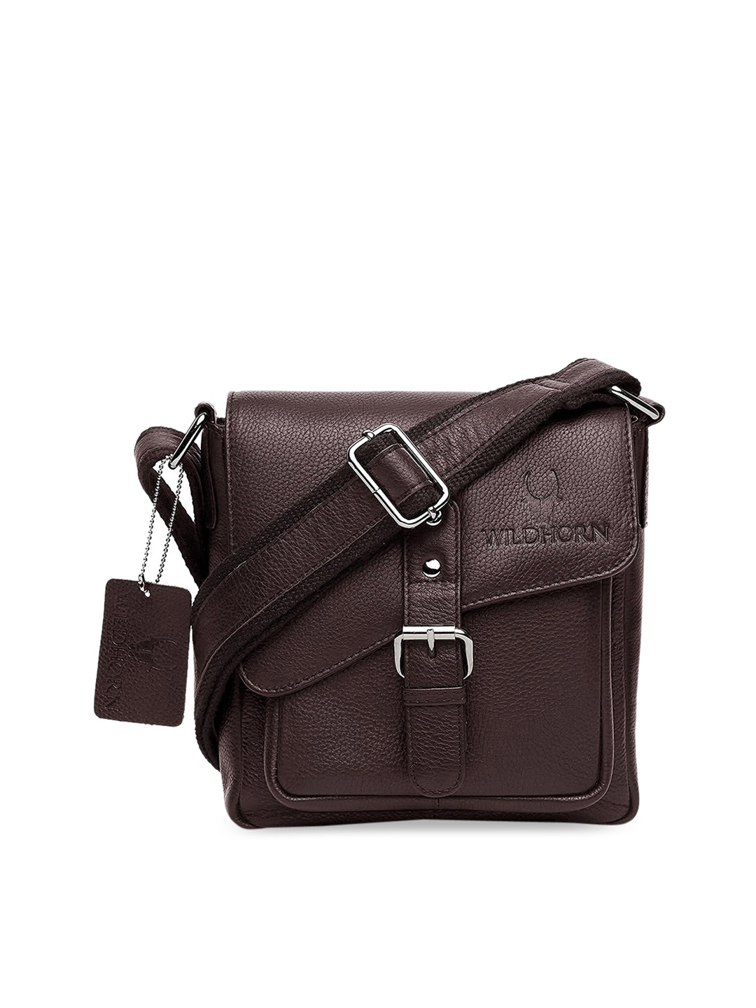 

WildHorn Brown Leather Structured Sling Bag