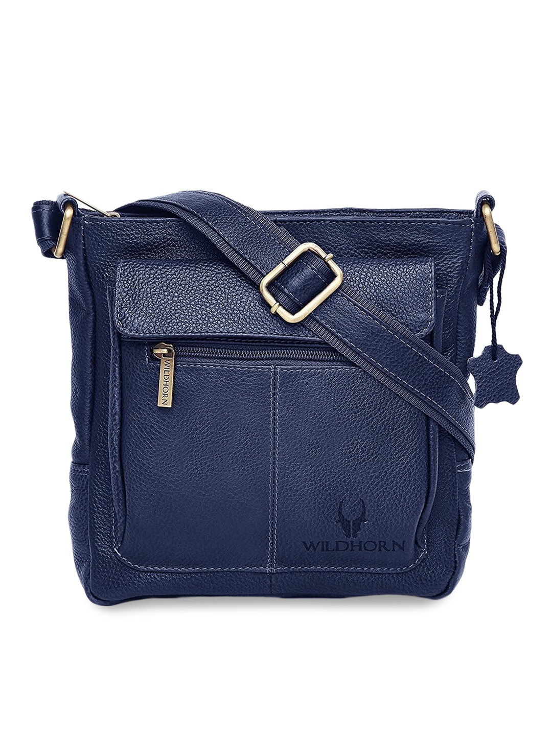 

WildHorn Blue Leather Structured Sling Bag