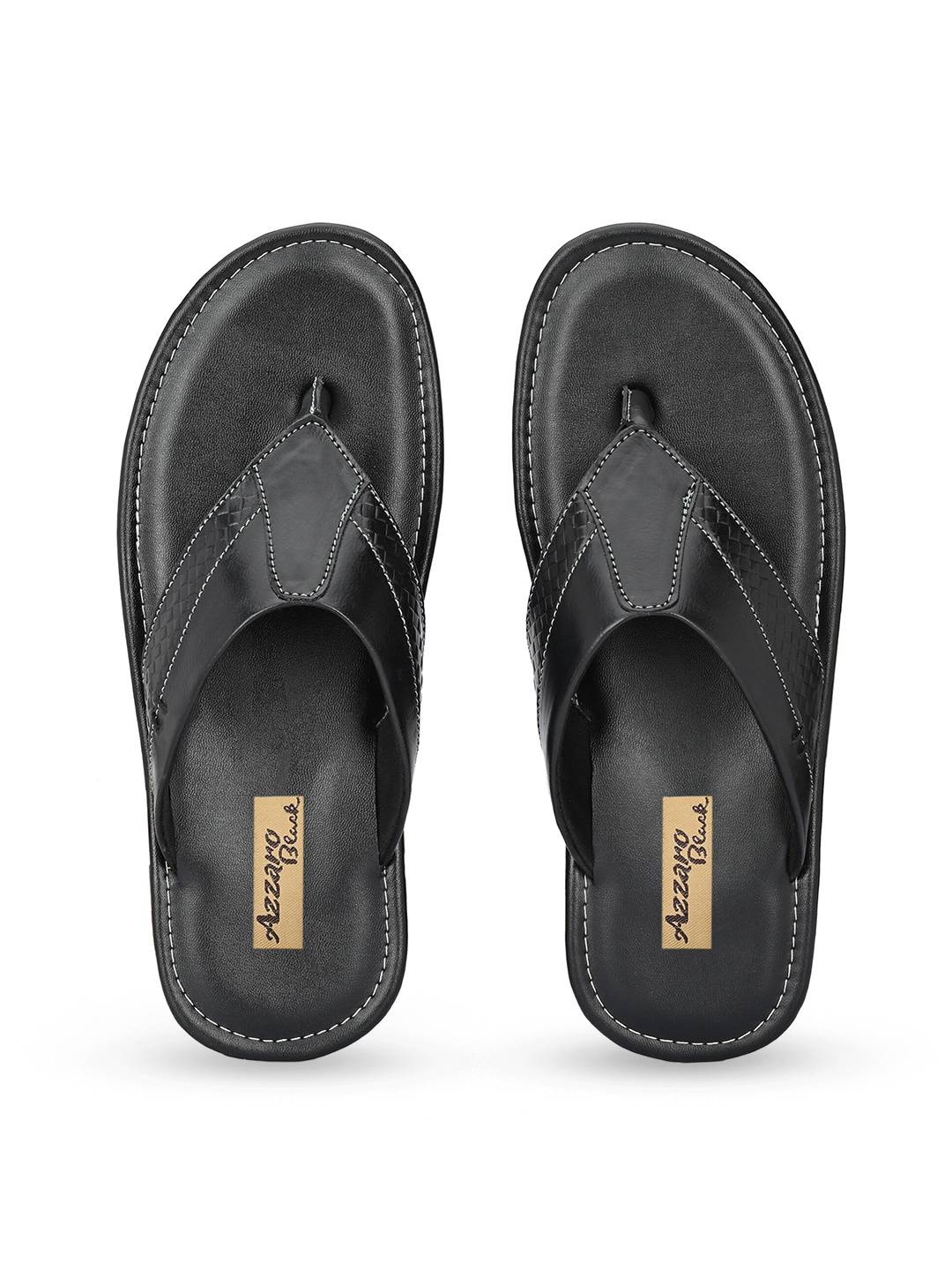 

Azzaro Black Men Black Solid Thong Flip-Flops