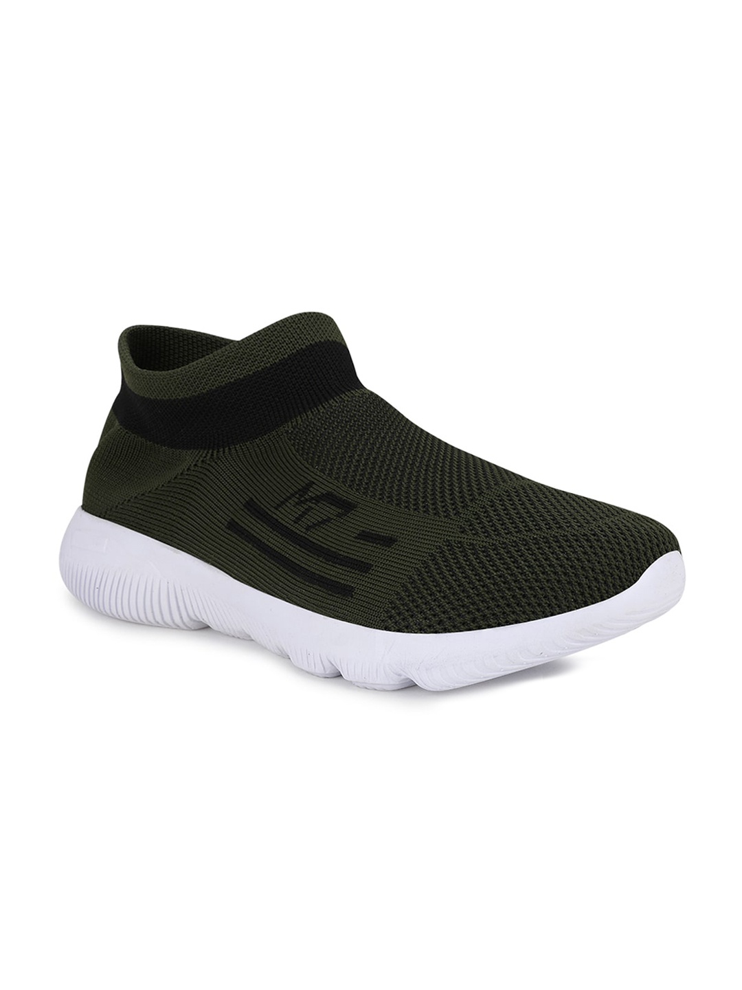 

M7 by Metronaut Men Olive Green & White Woven Design Mesh Slip-On Sneakers