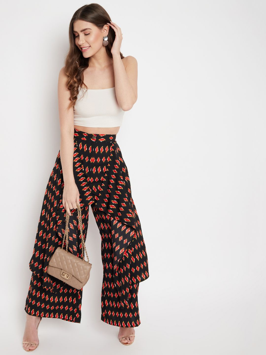 

Uptownie Lite Women Ruffle Palazzo Pants, Black
