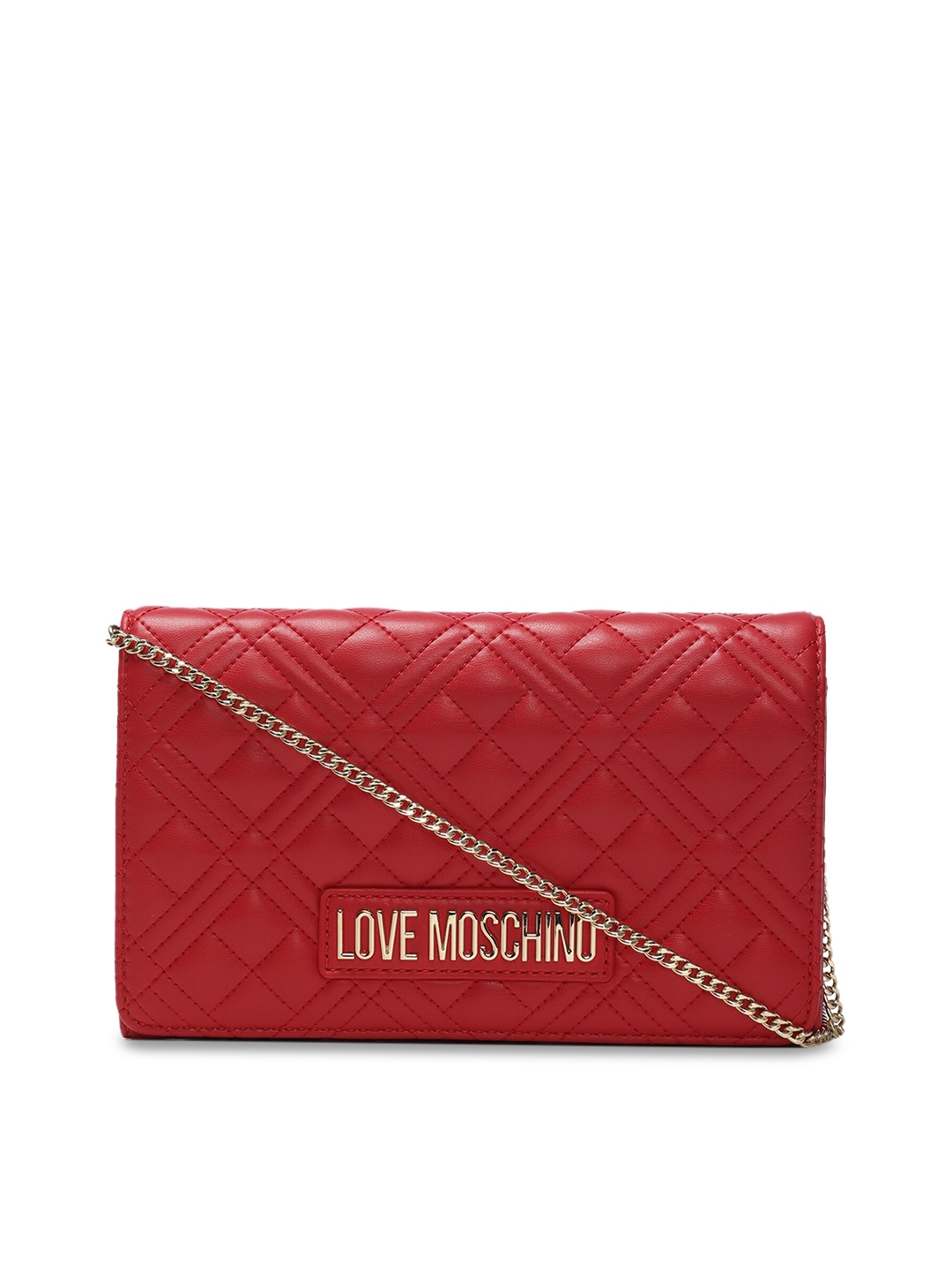 

LOVE MOSCHINO Red Leather Structured Sling Bag