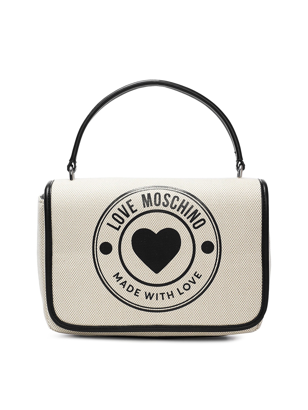 

LOVE MOSCHINO Women Beige Printed Leather Structured Handheld Bag