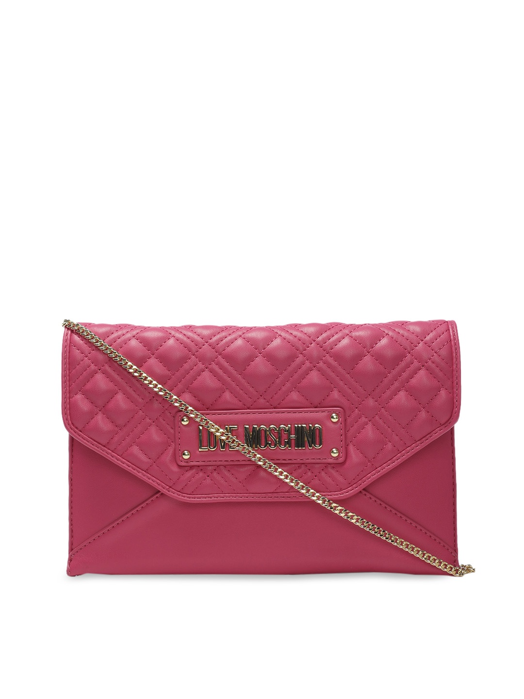 

LOVE MOSCHINO Pink Textured Leather Structured Sling Bag