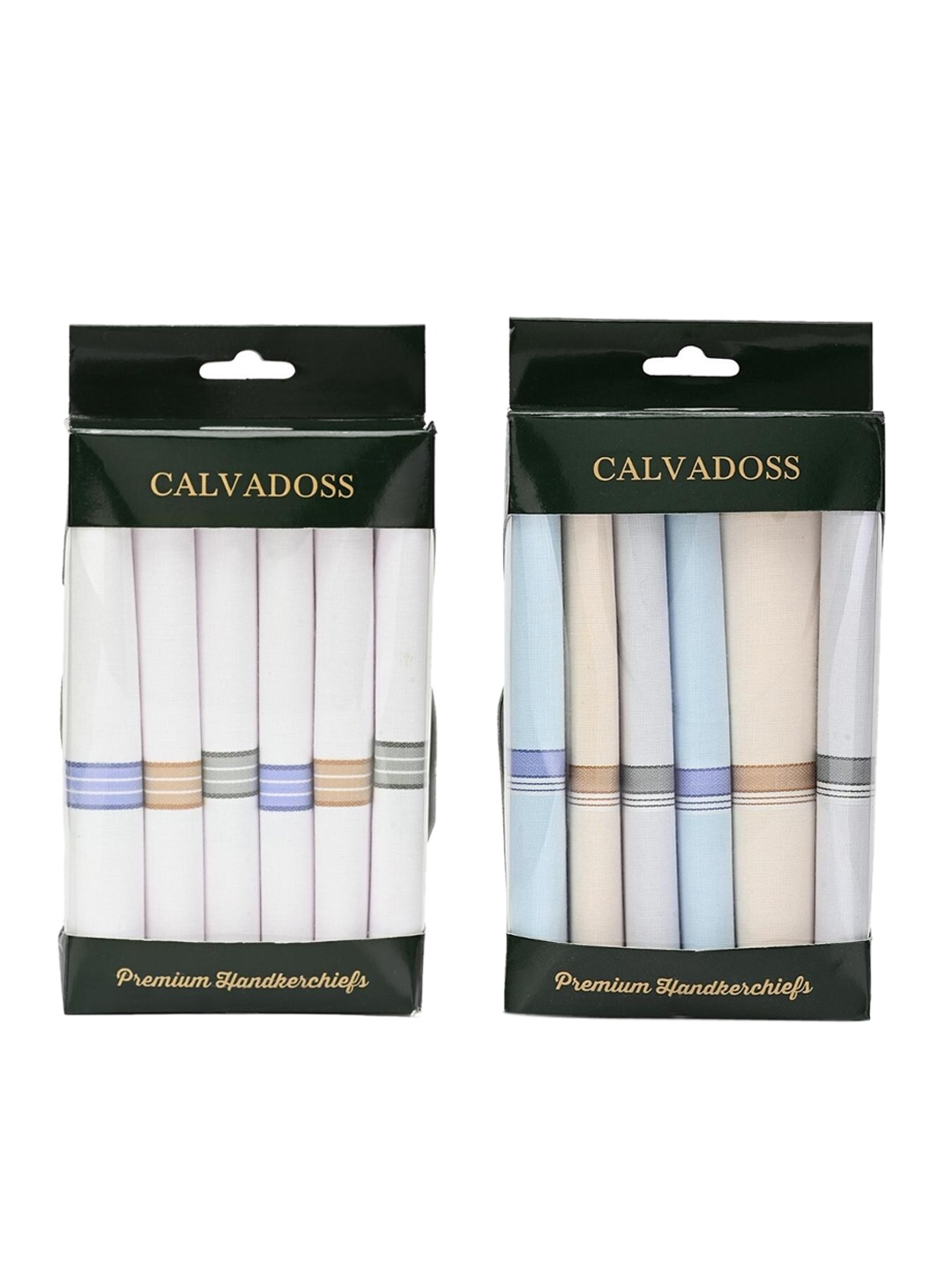 

Calvadoss Men Set of 2 Striped Cotton Handkerchiefs, Multi