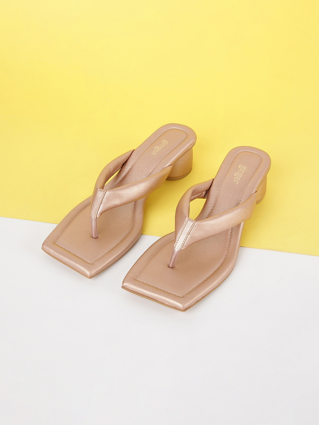 

Ginger by Lifestyle Rose Gold Block Sandals