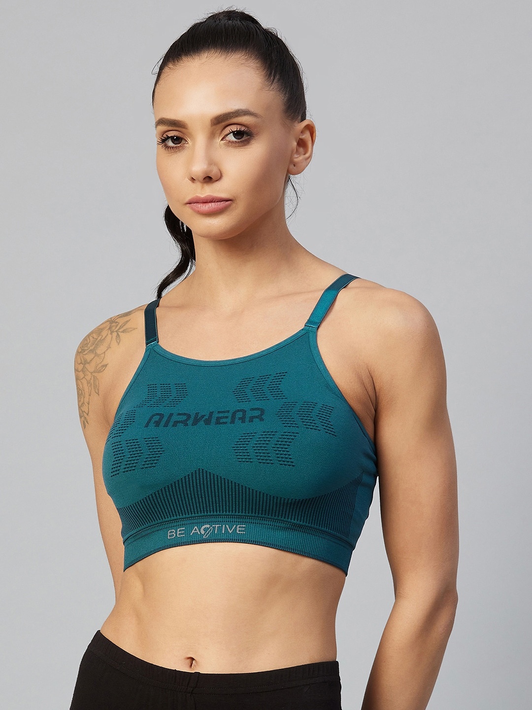 

C9 AIRWEAR Teal Graphic Printed Lightly Padded Workout Bra