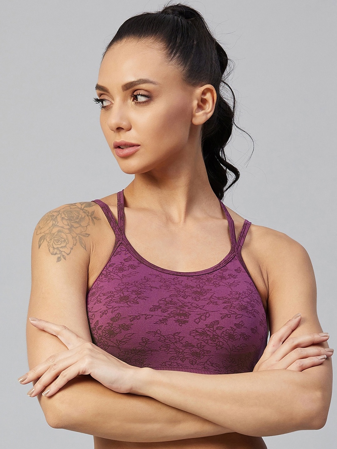 

C9 AIRWEAR Women Seamless Burgundy Self Design Lightly Padded Non Wired Bra