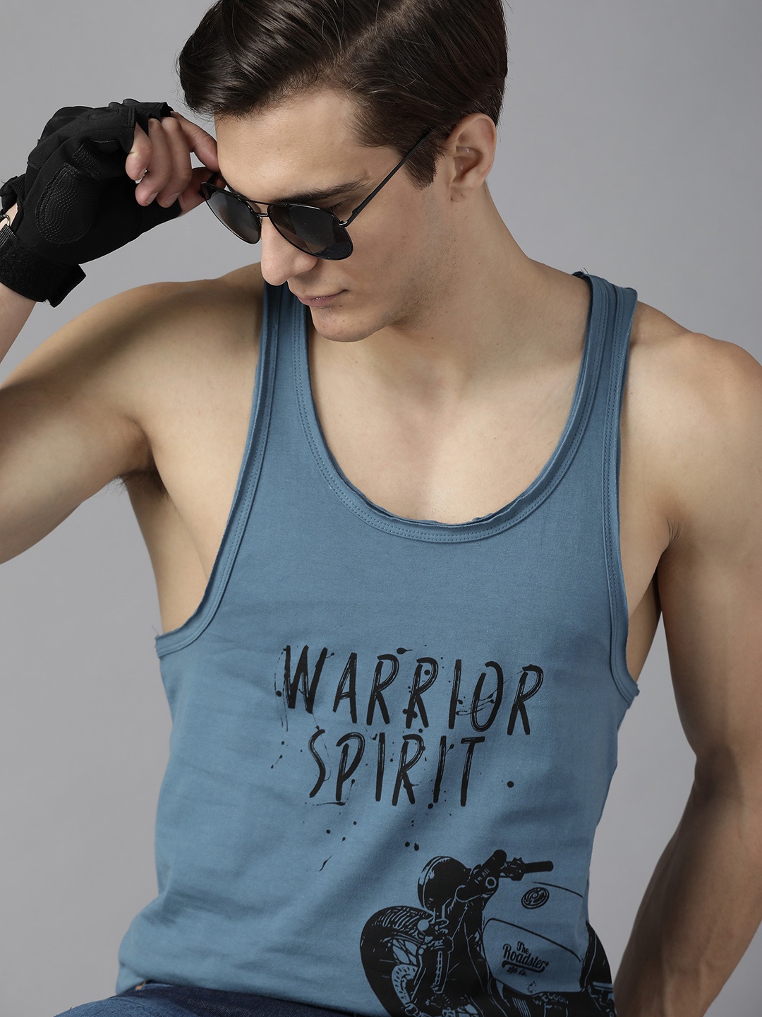 

Roadster Men Blue Brand Logo Printed Pure Cotton T-shirt