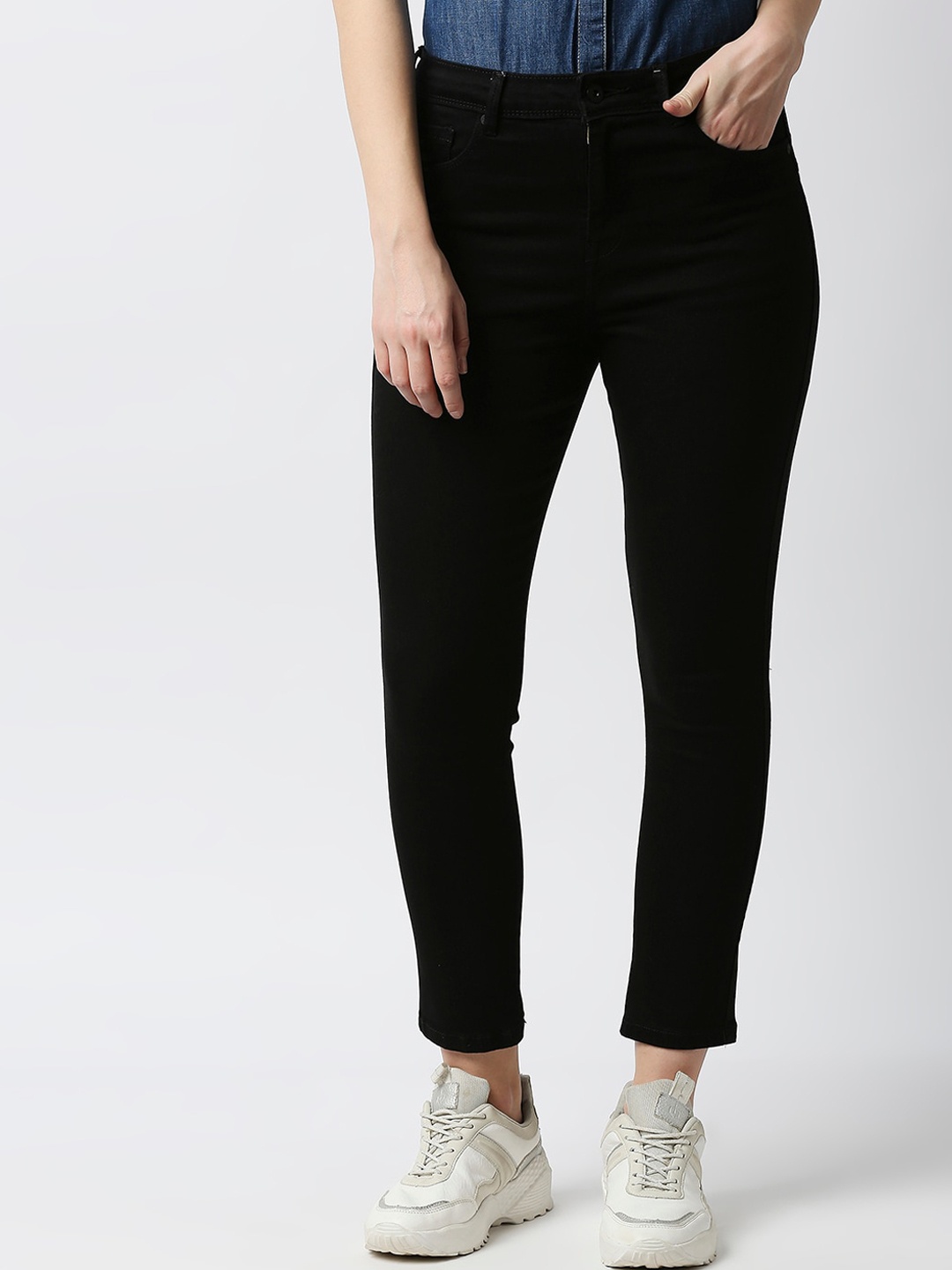 

Pepe Jeans Women Black Skinny Fit High-Rise Cotton Jeans