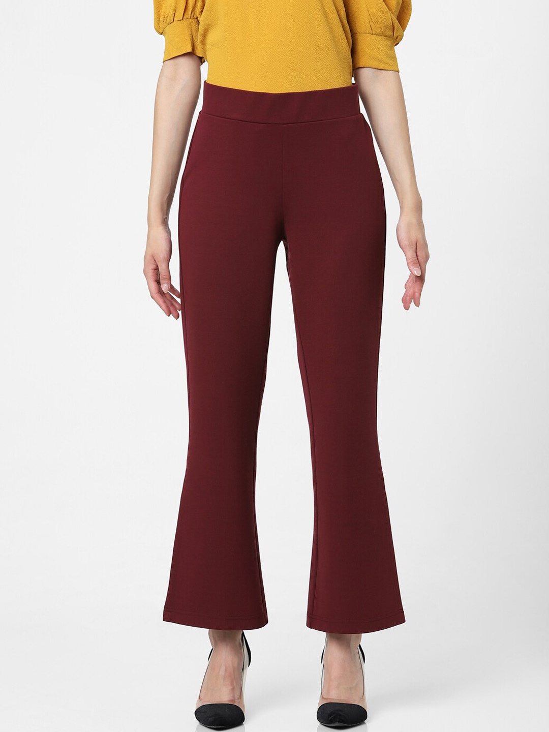 

ONLY Women Maroon Solid Trousers