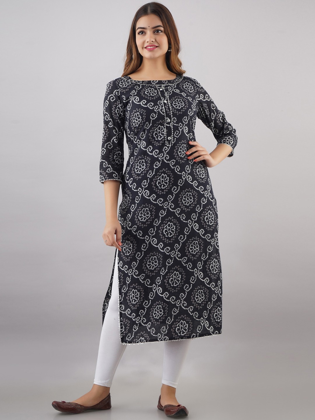 

Women Touch Women Black Cotton Ethnic Motifs Printed Kurta