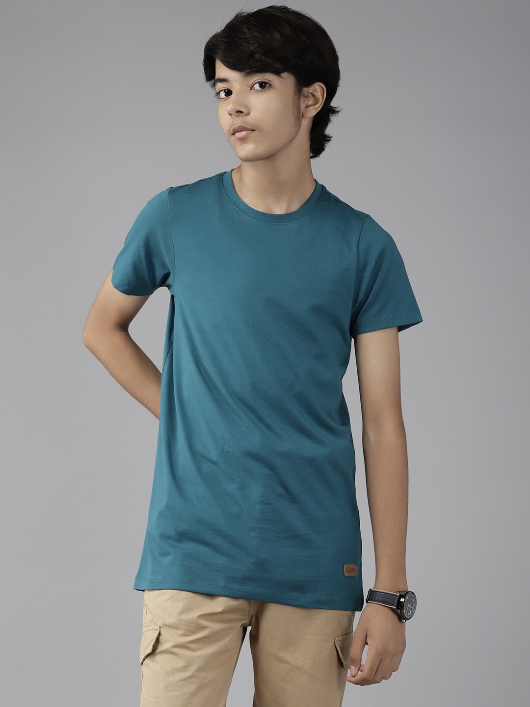 

UTH by Roadster Boys Teal Blue Solid T-shirt
