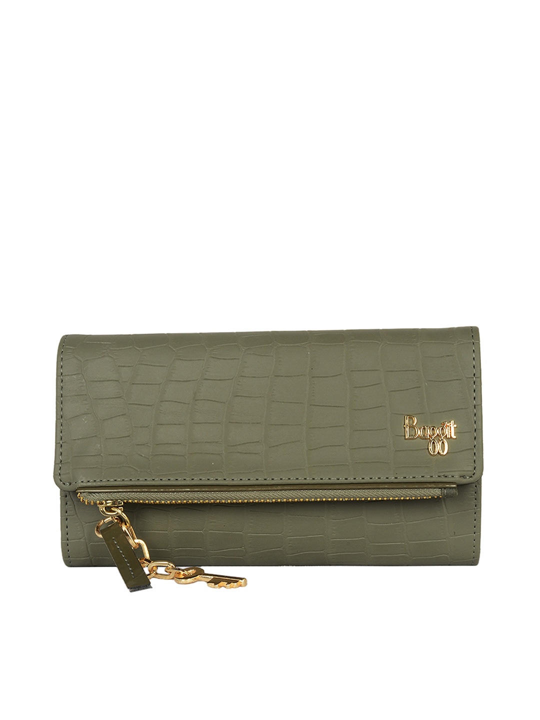 

Baggit Women Green & Gold-Toned Three Fold Wallet