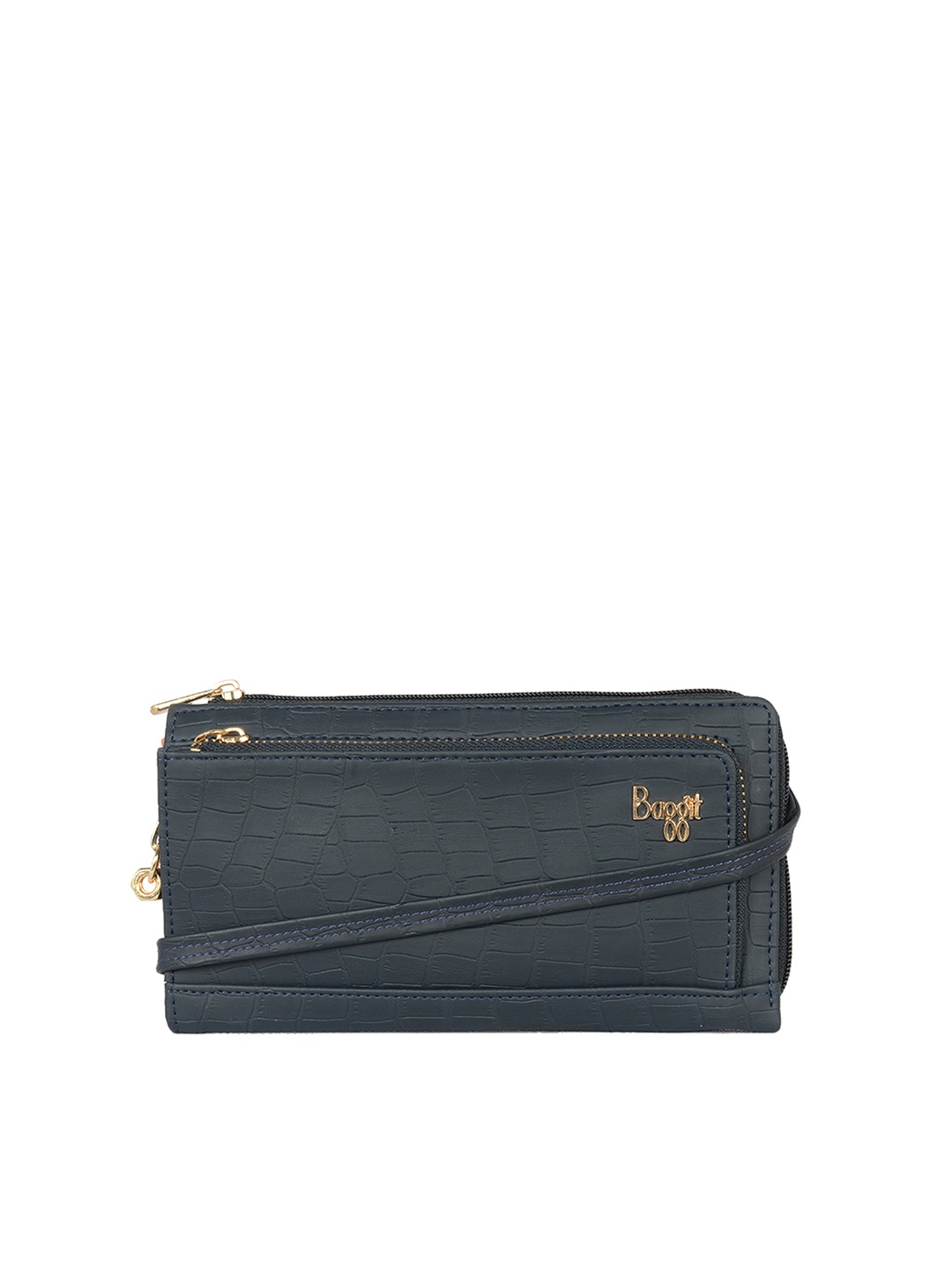 

Baggit Women Blue Textured Zip Around Wallet