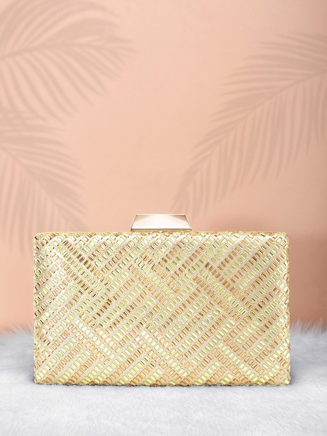 

Peora Gold-Toned Embellished Box Clutch