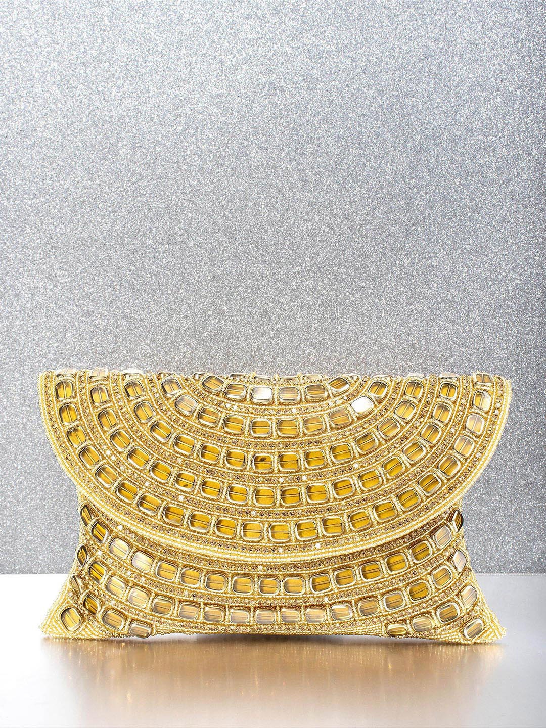 

Peora Gold-Toned Embellished Envelope Clutch
