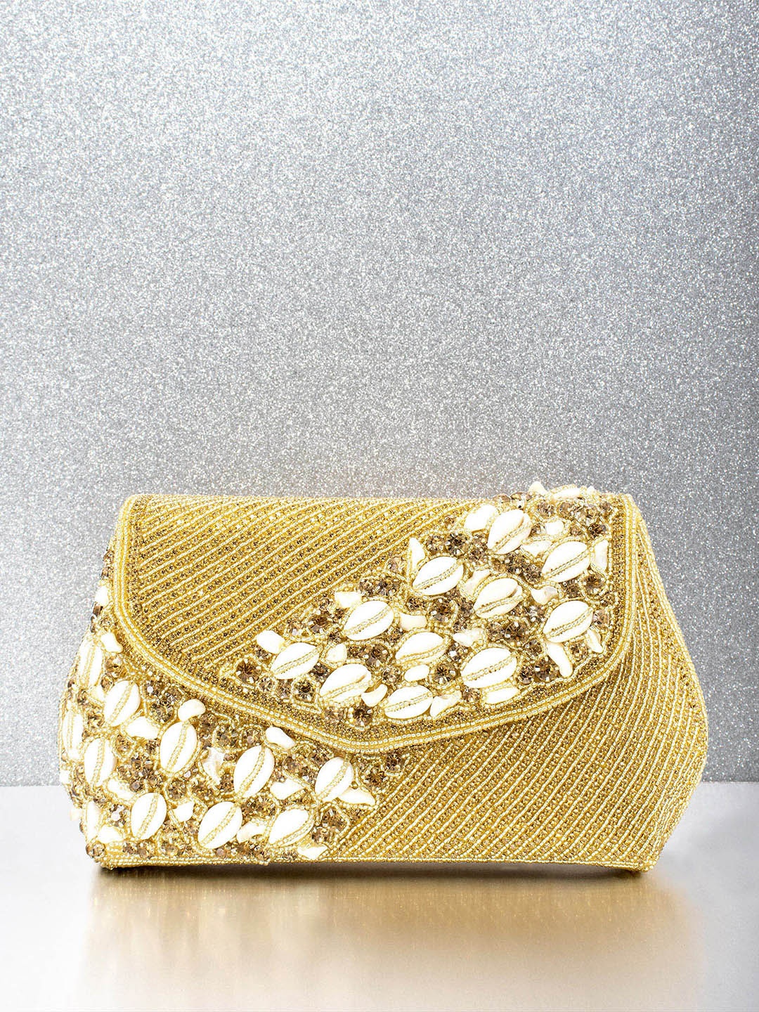 

Peora Gold-Toned Embellished Box Clutch