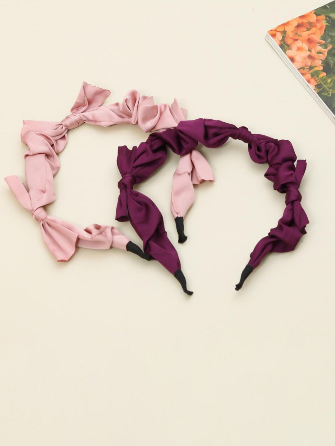 

Yellow Bee Girls Purple & Rose Set of 2 Hairband