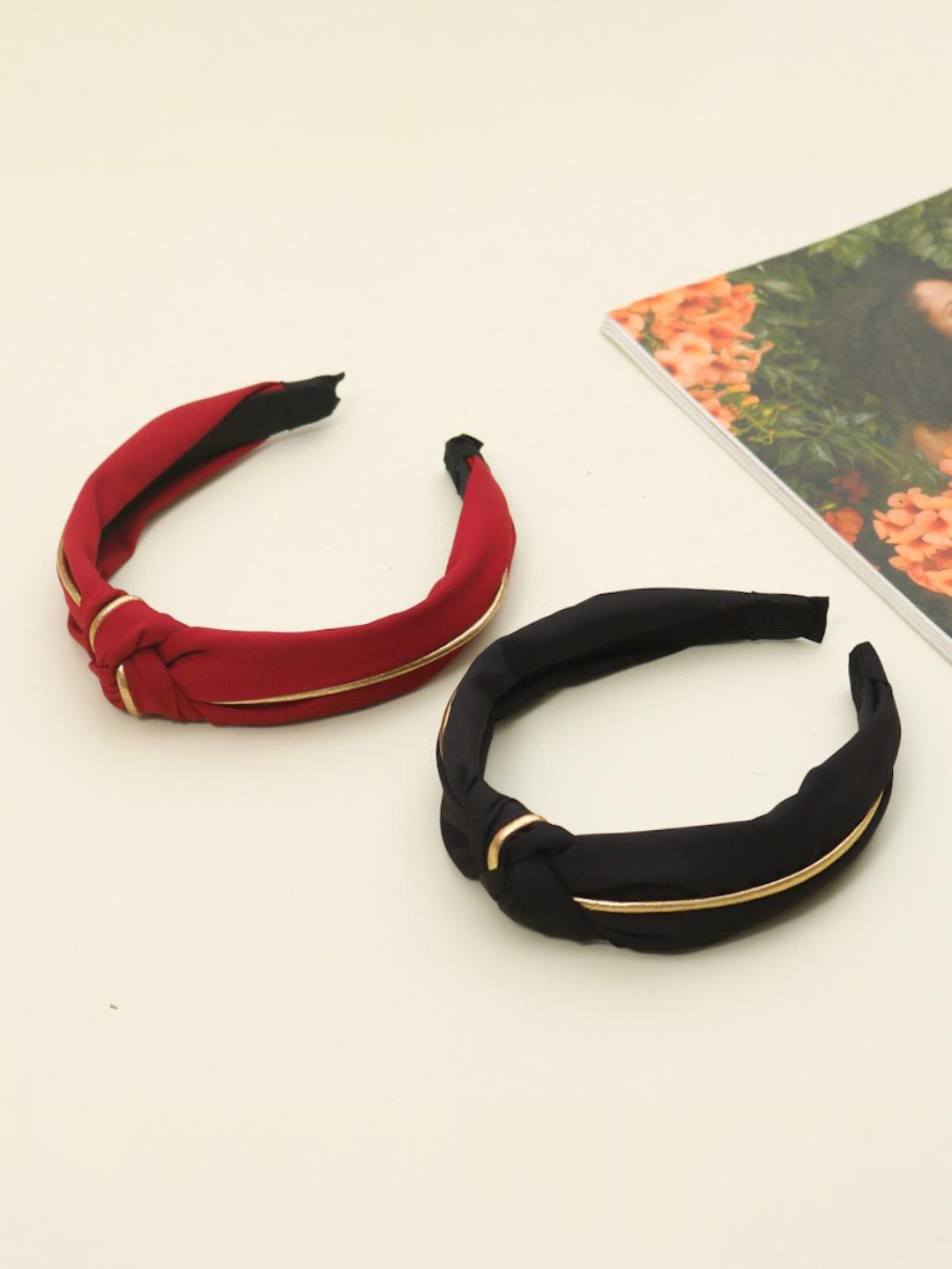 

Yellow Bee Girls Multicoloured Set of 2 Solid Hairband, Multi