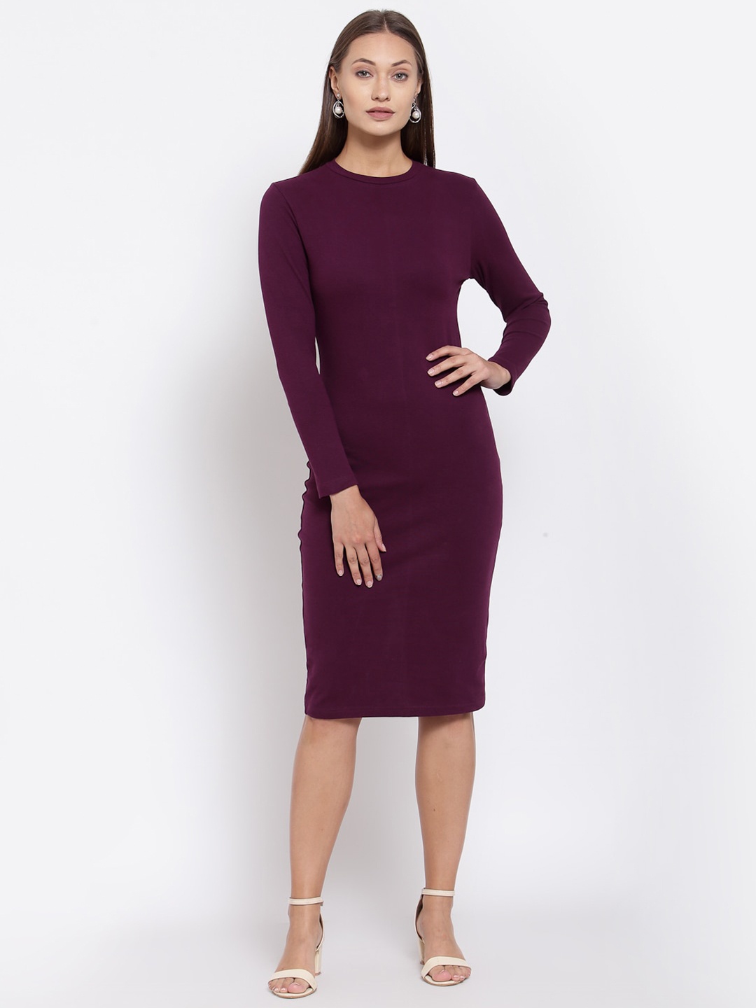 

YOONOY Magenta Organic Cotton Bodycon Dress
