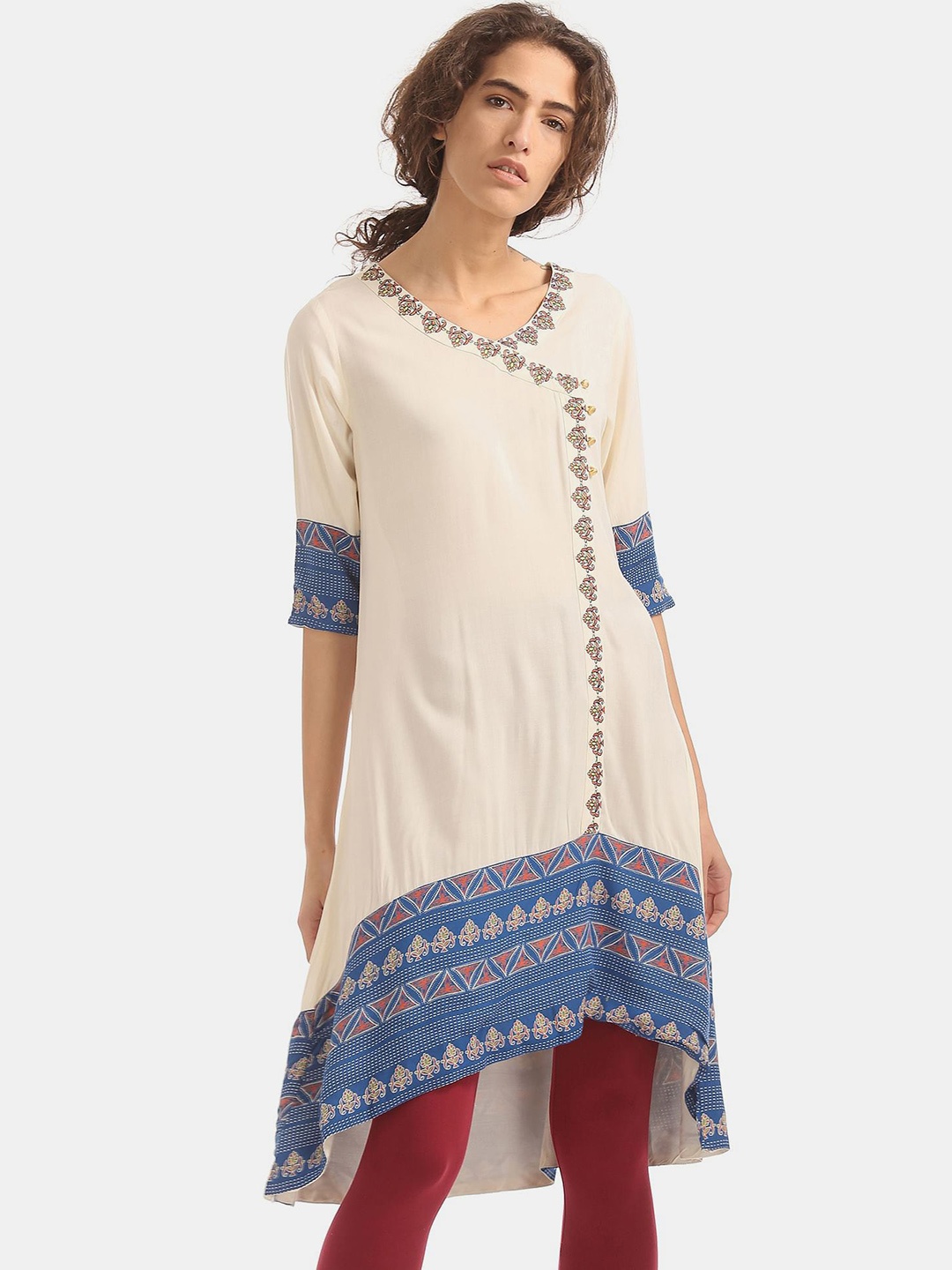 

Anahi Women Off White Ethnic Motifs Cotton Kurta