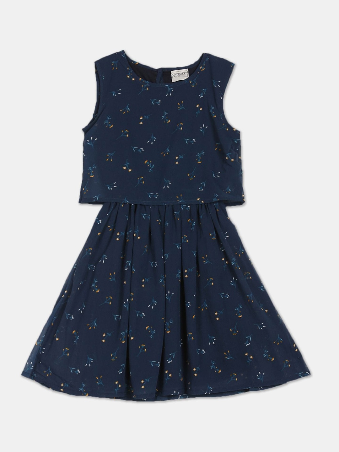 

Cherokee Blue Floral Layered A-Line Dress