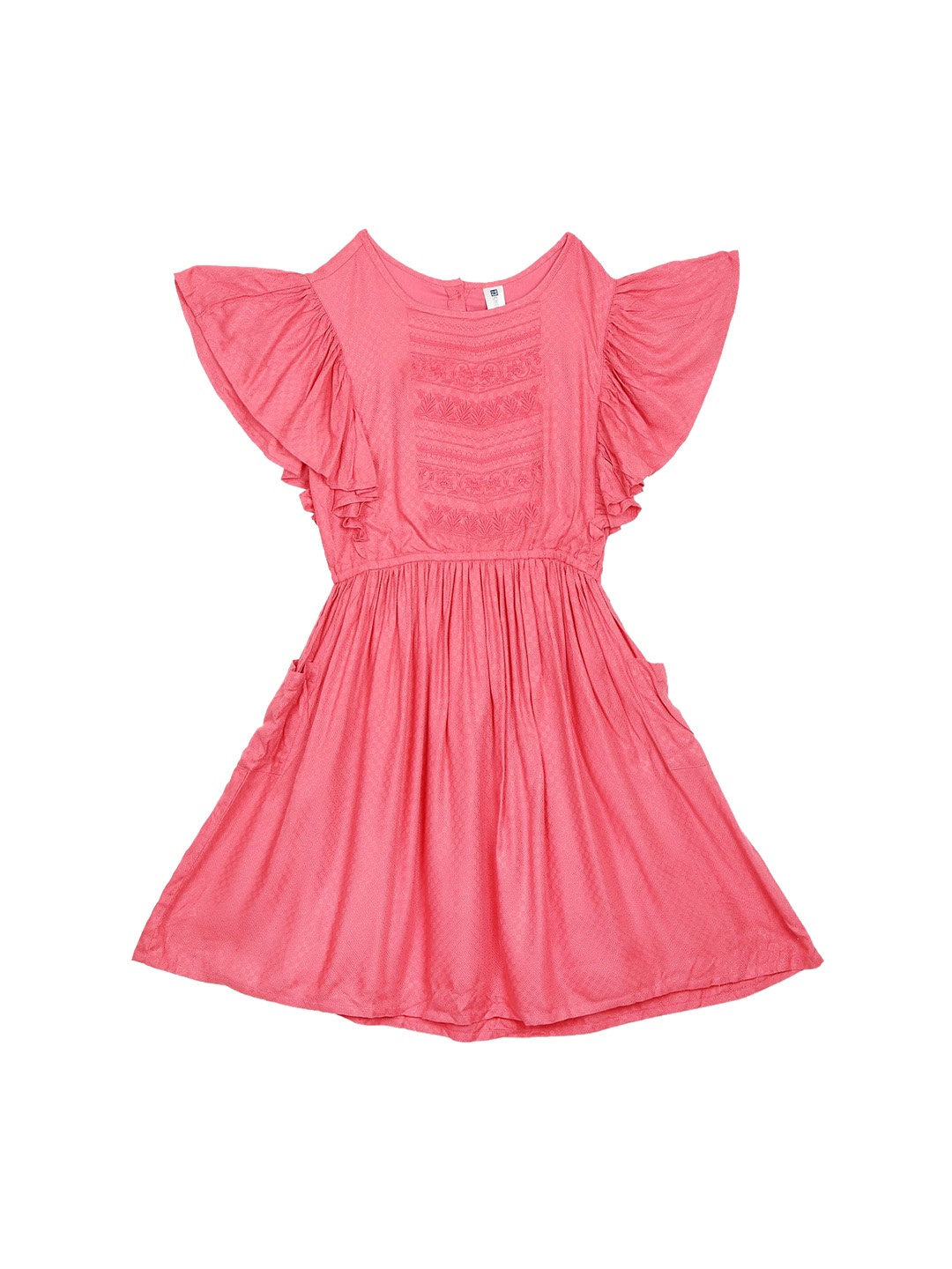 

Cherokee Girls Peach Solid Fit And Flare Dress