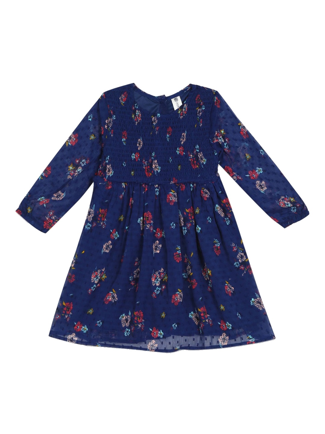 

Cherokee Girls Blue Floral Printed Cotton Fit & Flare Dress