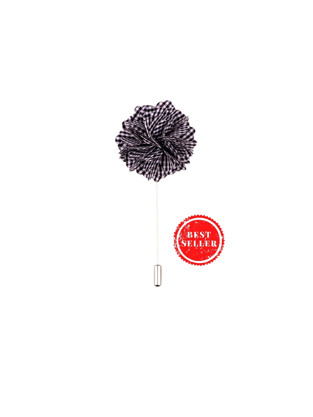 

The Tie Hub Men White Checked Flower Lapel Pin