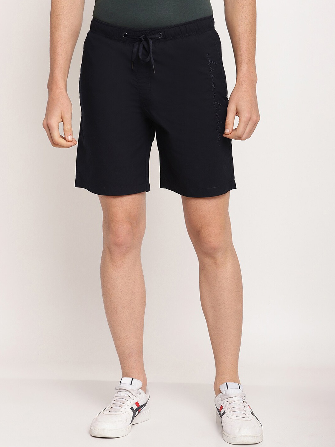

Octave Men Navy Blue Solid Regular Cotton Sports Shorts
