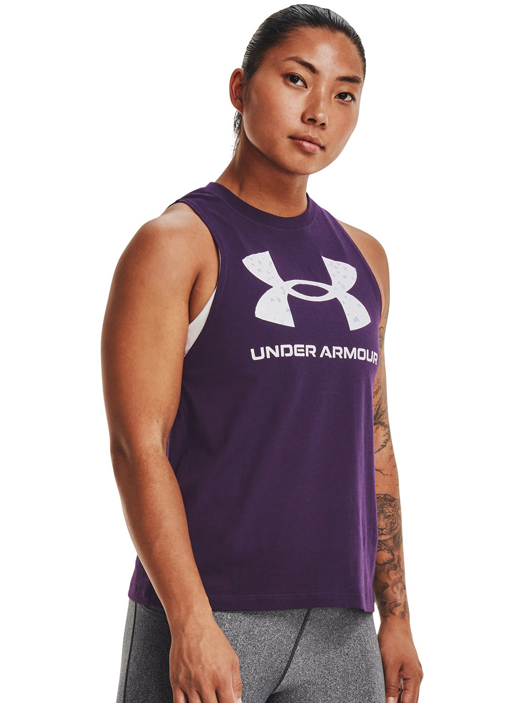 

UNDER ARMOUR Purple Brand Logo Print Live Sportstyle Tank Top