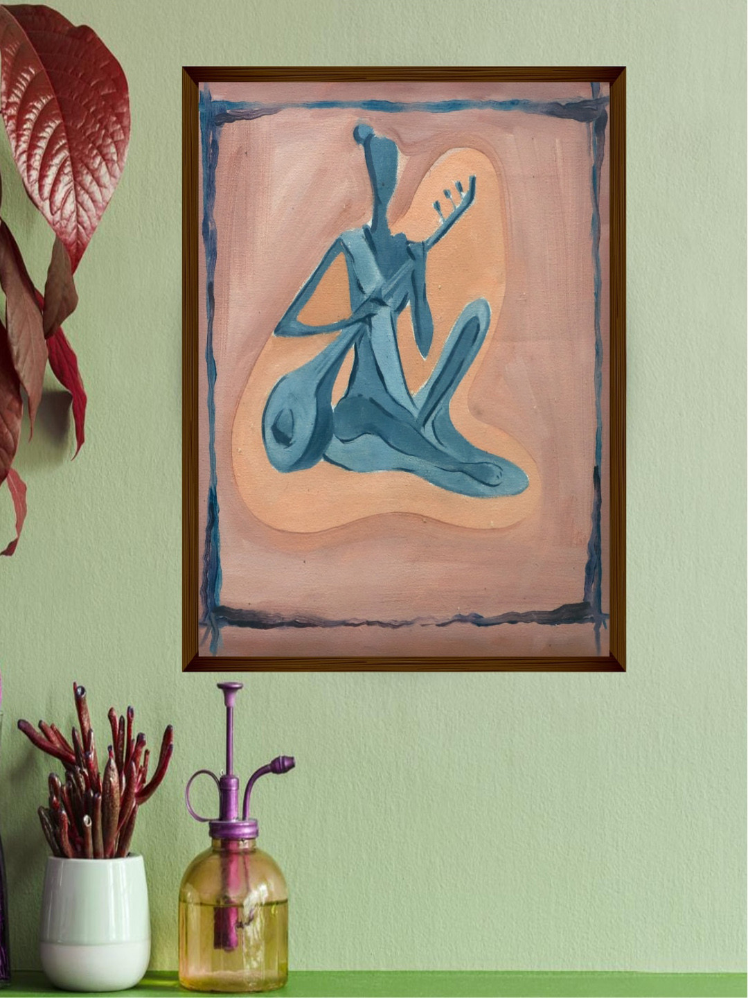 

The Art House Peach-Coloured & Blue Abstract Printed Wall Art