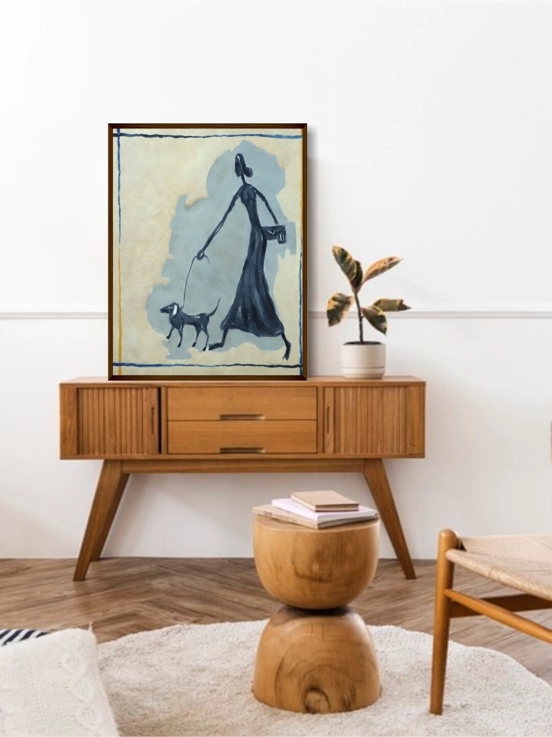 

The Art House Blue & Off-White Abstract Painting Wall Art