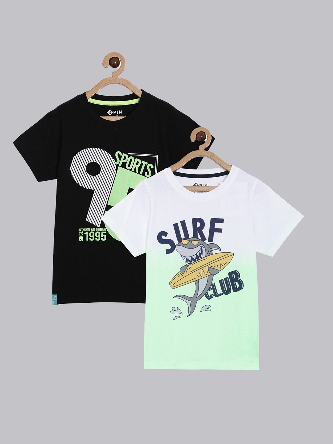 

3PIN Boys Pack of 2 Black & White Printed T-shirt