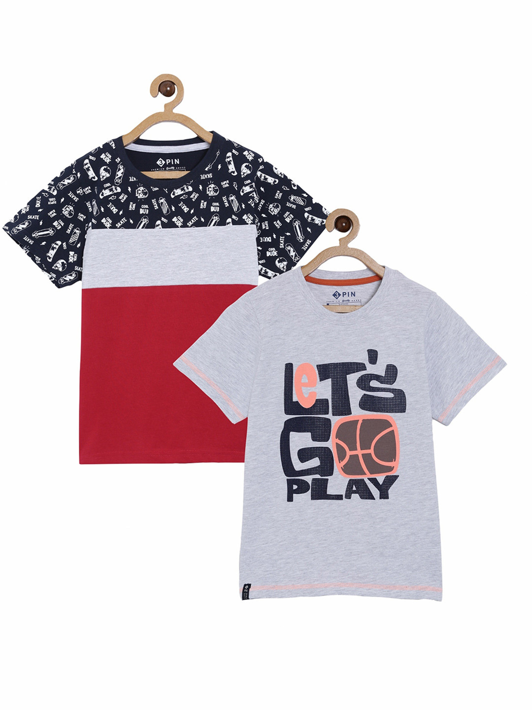 

3PIN Boys Pack of 2 Printed T-shirt, Red