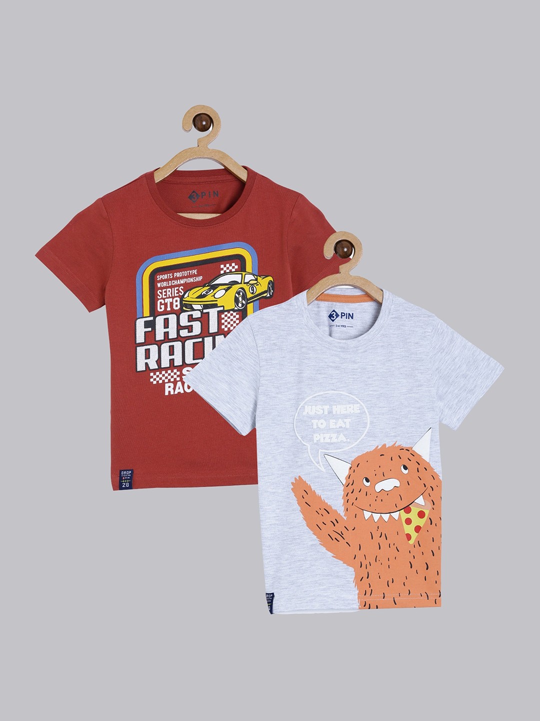 

3PIN Boys Pack Of 2 Red & Blue Cotton Printed T-shirt